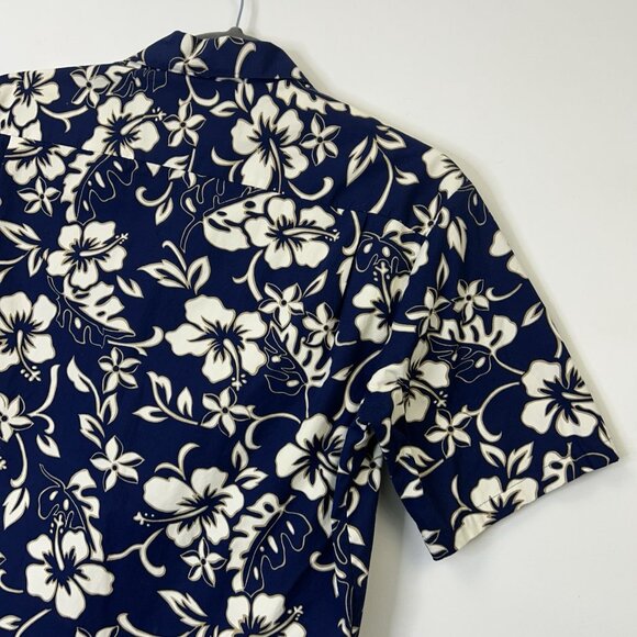 Hilo Hattie Hawaiian Shirt Men’s Size Medium Blue Floral Button Down Camp - Picture 7 of 7